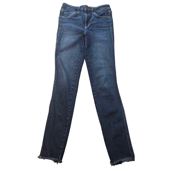 Free people high rise size 27 stretch jeans skinny raw hem ankle crop casual - Picture 1 of 7